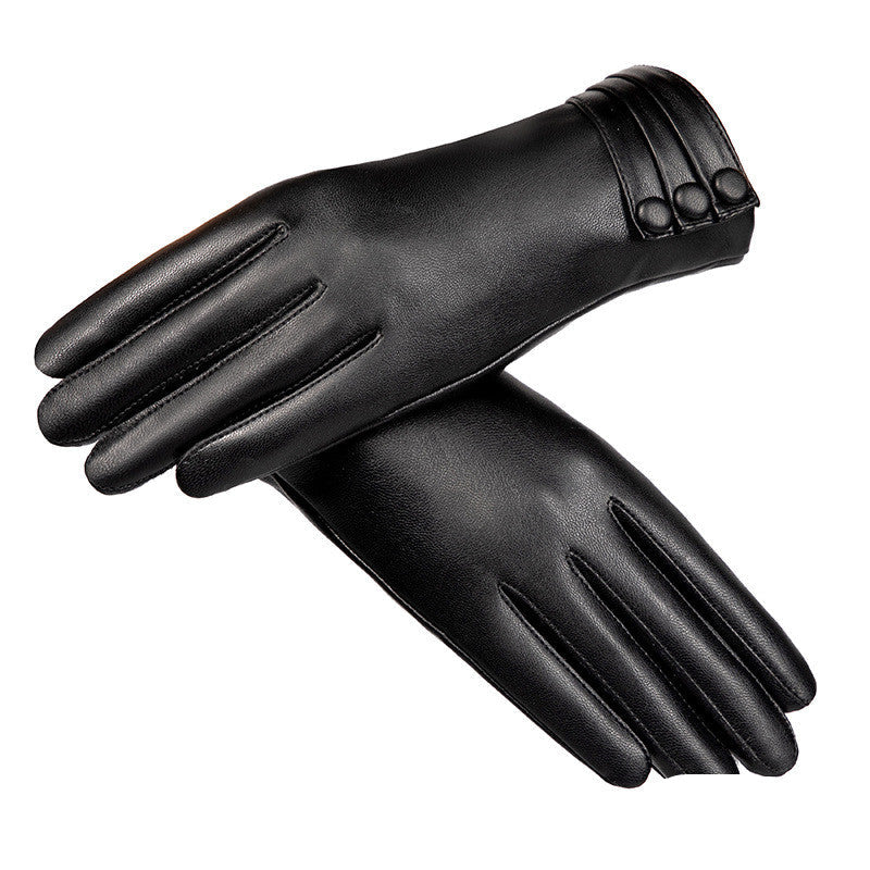 Her faux leather touchscreen gloves in Black