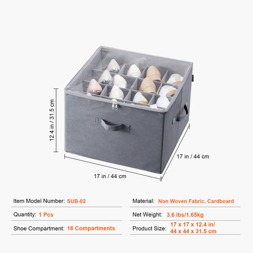 Shoe storage box dimensions 17 x 17 x 12.4 in