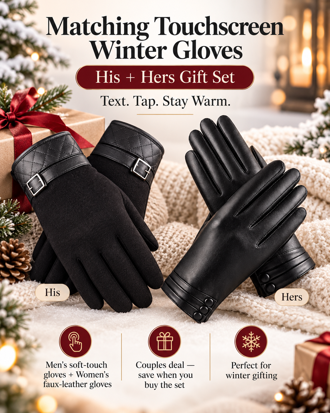 His & Hers Touchscreen Winter Gloves Set