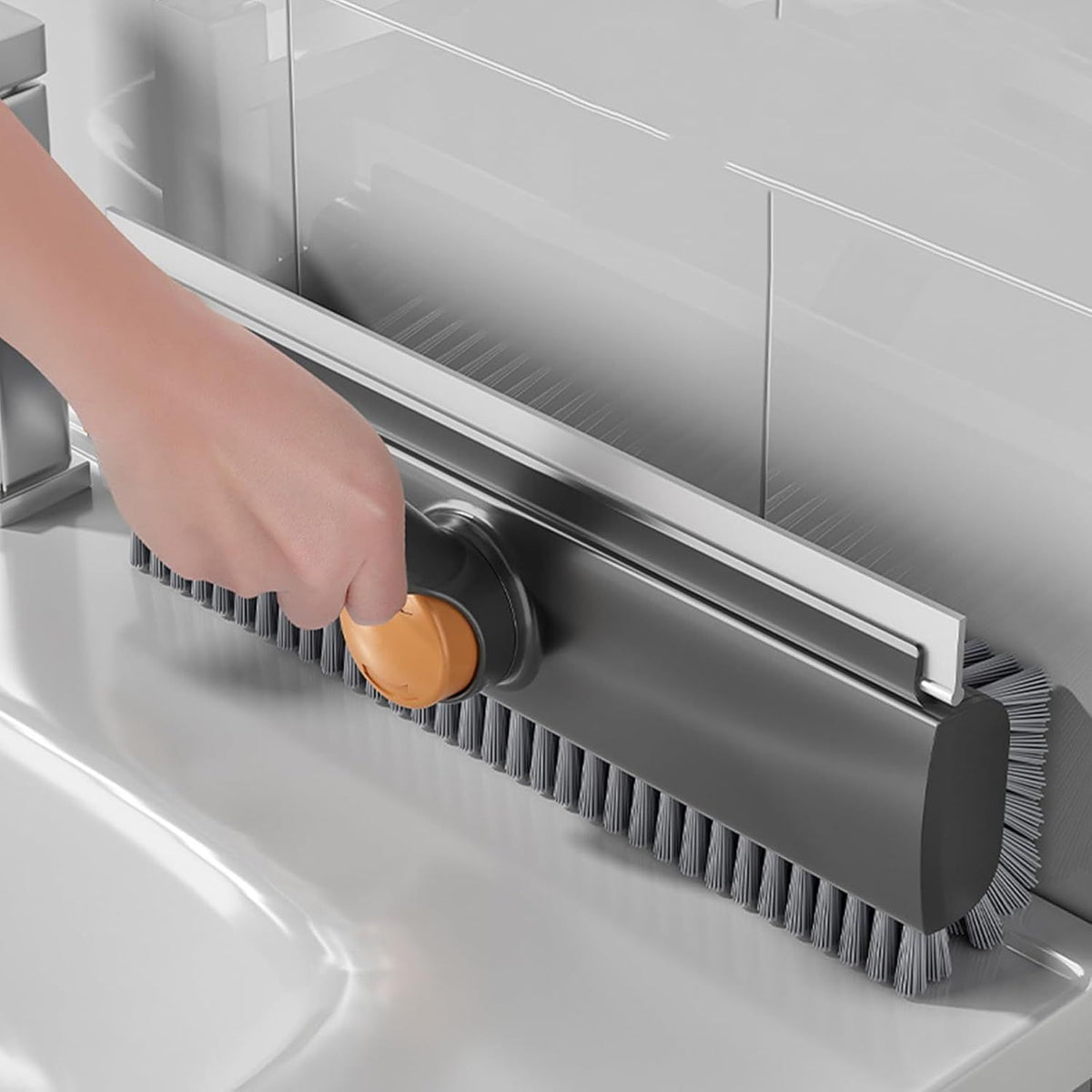 Cleaning along a bathtub edge
