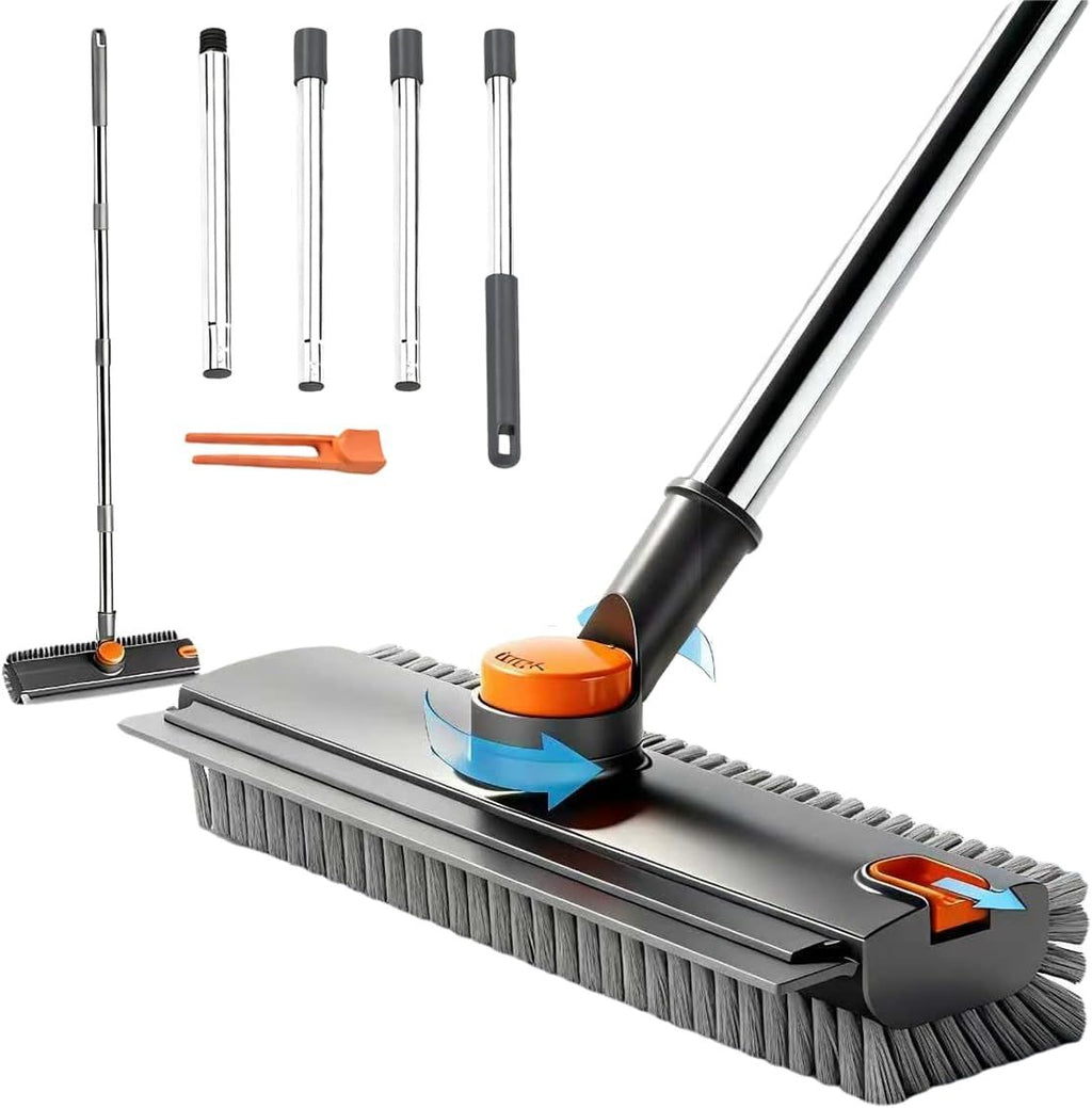 3-in-1 floor scrub brush with handle sections and detail tool